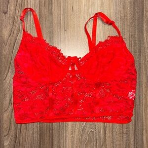 red bralette